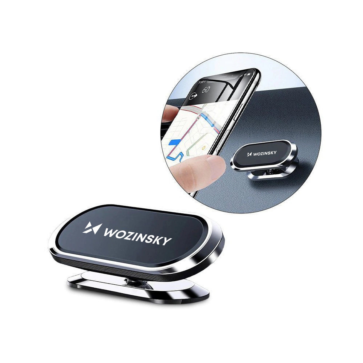 Wozinsky selvklæbende magnetisk 360 Car Dashboard Mount Silver (WMH-06)