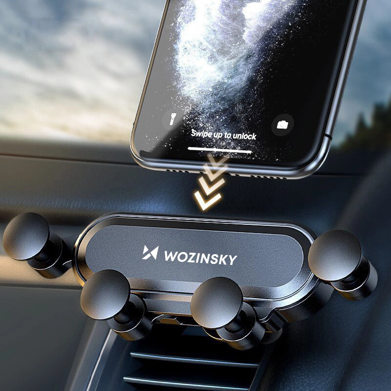 Wozinsky biltelefonholder gravitation til ventilationsgrill sort (WCH-05)