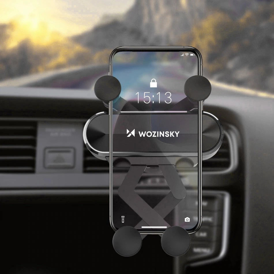 Wozinsky biltelefonholder gravitation til ventilationsgrill sort (WCH-05)