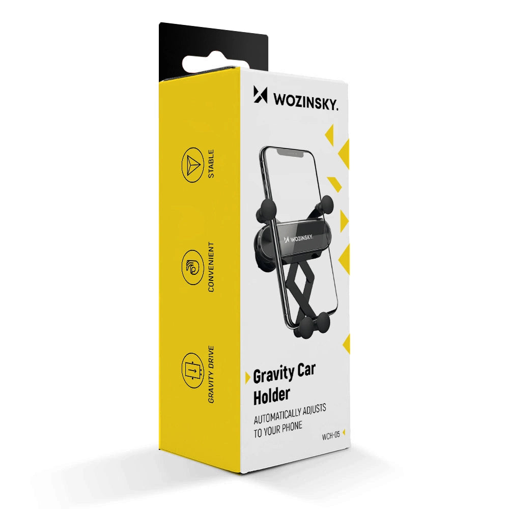 Wozinsky biltelefonholder gravitation til ventilationsgrill sort (WCH-05)