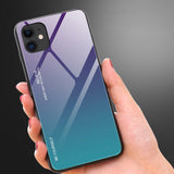 Gradient Glass Durable Cover med tempereret glas Bagside iPhone 12 mini sort-rød