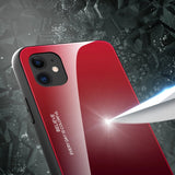Gradient Glass Durable Cover med tempereret glas Bagside iPhone 12 mini sort-rød