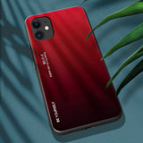 Gradient Glass Durable Cover med tempereret glas Bagside iPhone 12 mini sort-rød