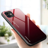 Gradient Glass Durable Cover med tempereret glas Bagside iPhone 12 mini sort-rød