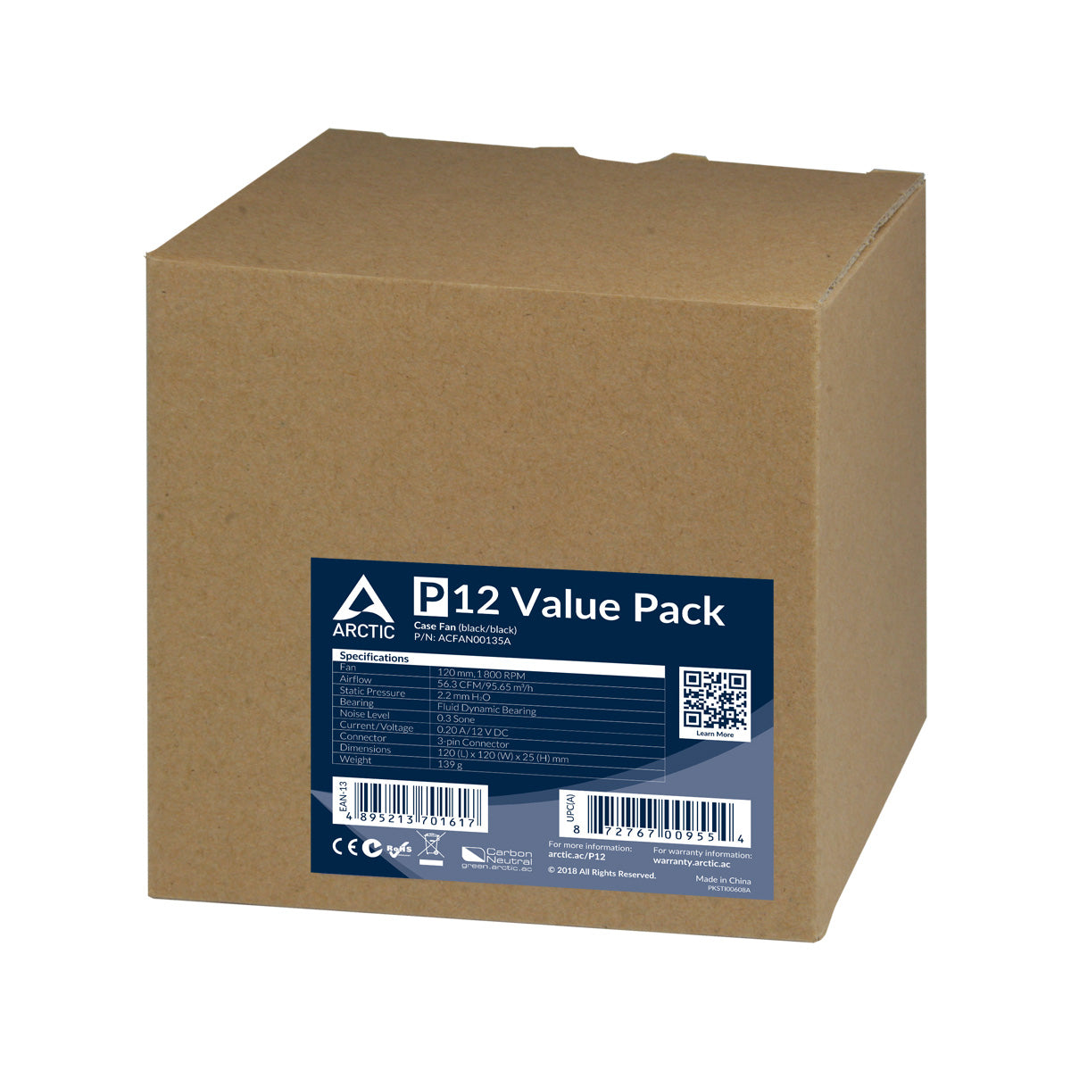 ARCTIC P12 Value Pack Fan 1-pack Sort 120 mm