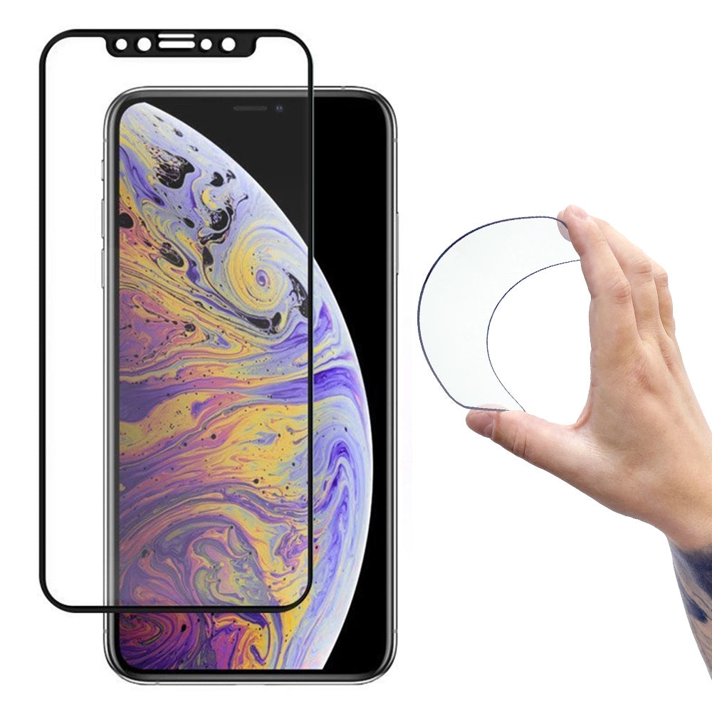 Wozinsky Full Cover Flexi Nano Glass Film Hæmt glas med ramme iPhone 12 Mini sort
