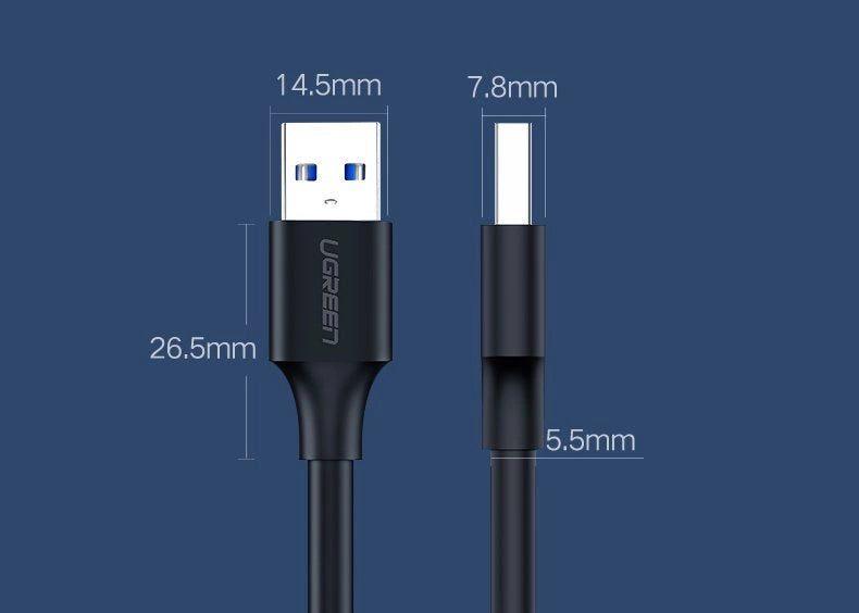 Ugreen kabel USB 2.0 kabel (mand) - USB 2.0 (mand) 2 m sort (US128 10311)