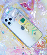 Kingxbar Lucky Series-hylster dekoreret med originale Swarovski-krystaller iPhone 12 mini gennemsigtig (Clover)