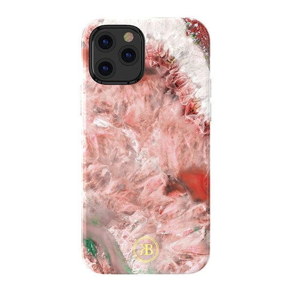 Kingxbar Agate Series case dekoreret trykt Agate iPhone 12 mini rød