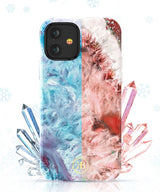 Kingxbar Agate Series case dekoreret trykt Agate iPhone 12 mini rød