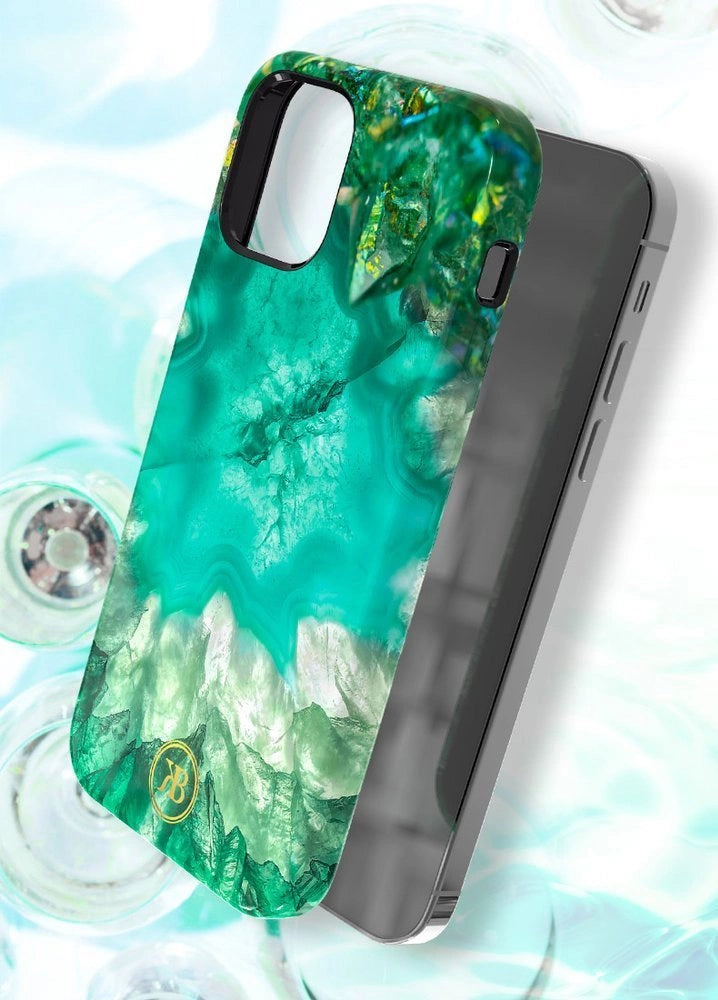 Kingxbar Agate Series case dekoreret trykt Agate iPhone 12 mini rød