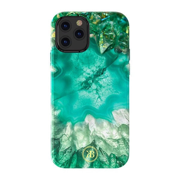 Kingxbar Agate Series case dekoreret trykt Agate iPhone 12 mini grøn