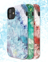 Kingxbar Agate Series case dekoreret trykt Agate iPhone 12 mini grøn