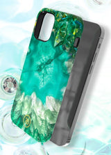 Kingxbar Agate Series case dekoreret trykt Agate iPhone 12 mini grøn