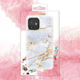 Kingxbar Agate Series case dekoreret trykt Agate iPhone 12 mini grøn