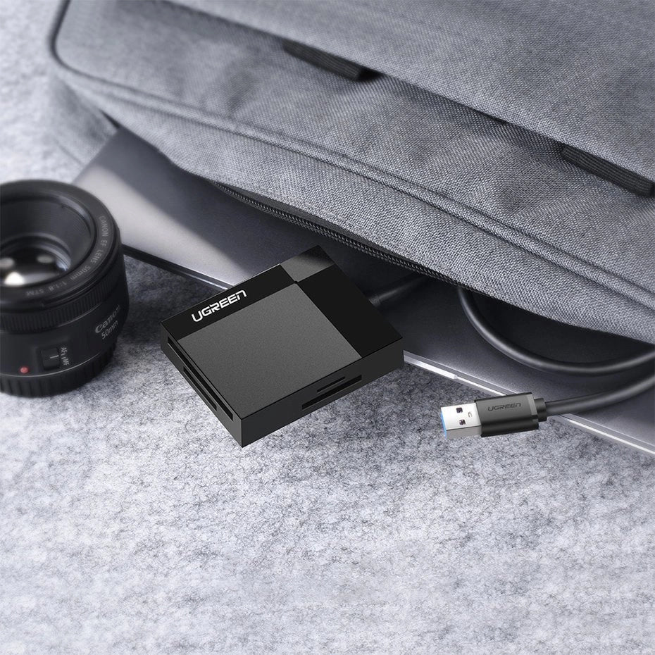 Ugreen CR125 30231 SD / micro SD / CF / MS hukommelseskortlæser med USB 3.0 kabel 0,5 m - sort