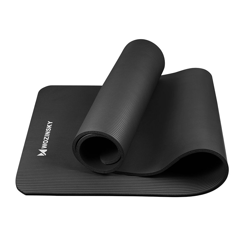 Wozinsky træningsmat 181 x 63 x 0,9 cm tyk gymnastik-yoga-mat sort