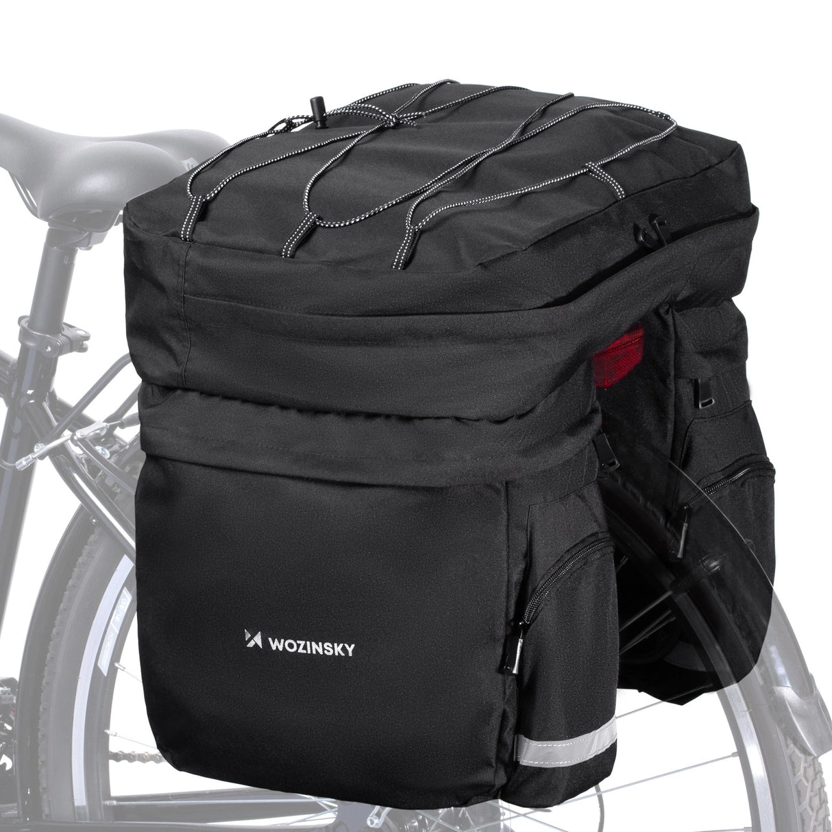 Wozinsky rumslig cykeltaske 60 l til bagagerummet (regn dække inkluderet) sort (WBB13BK)