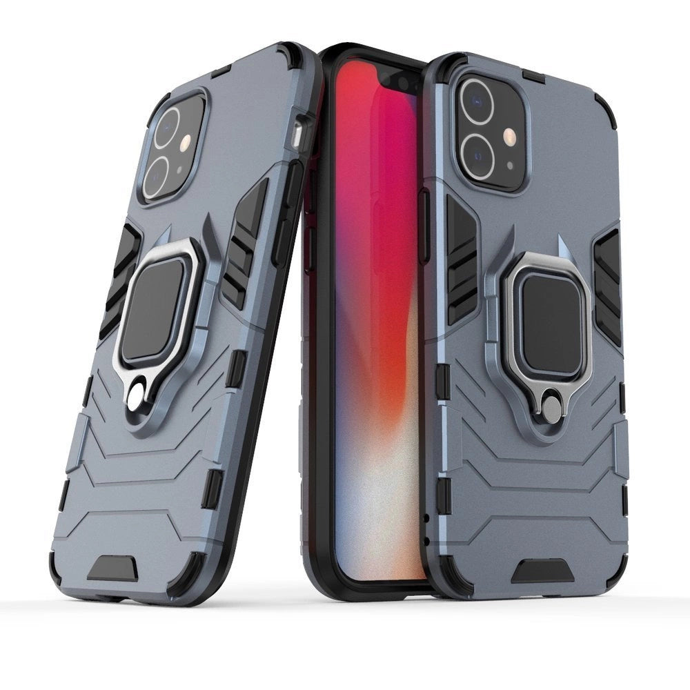 Ring Armor Case Kickstand Tough Rugged Cover til iPhone 12 mini blå