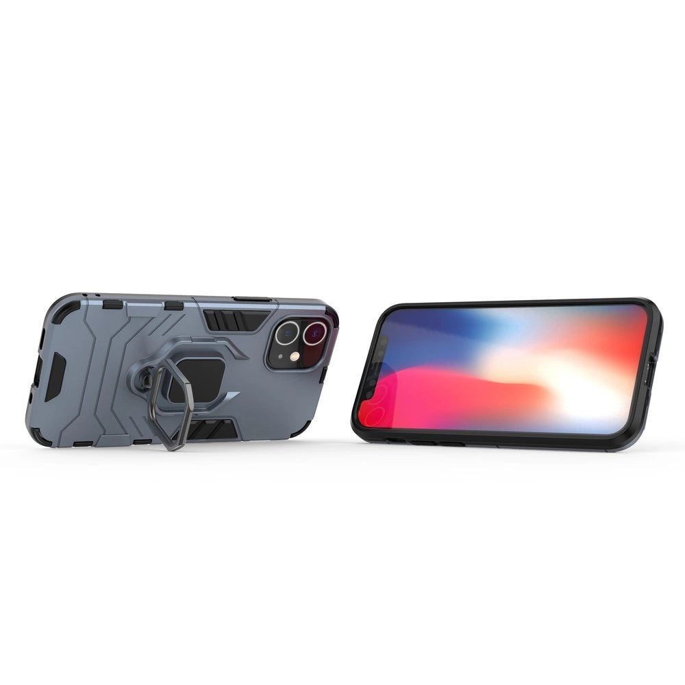 Ring Armor Case Kickstand Tough Rugged Cover til iPhone 12 mini blå
