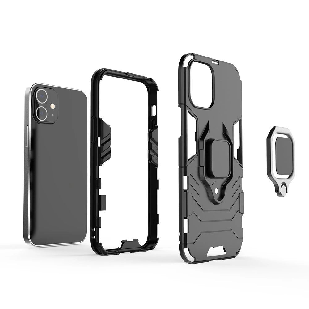 Ring Armor Case Kickstand Tough Rugged Cover til iPhone 12 mini blå