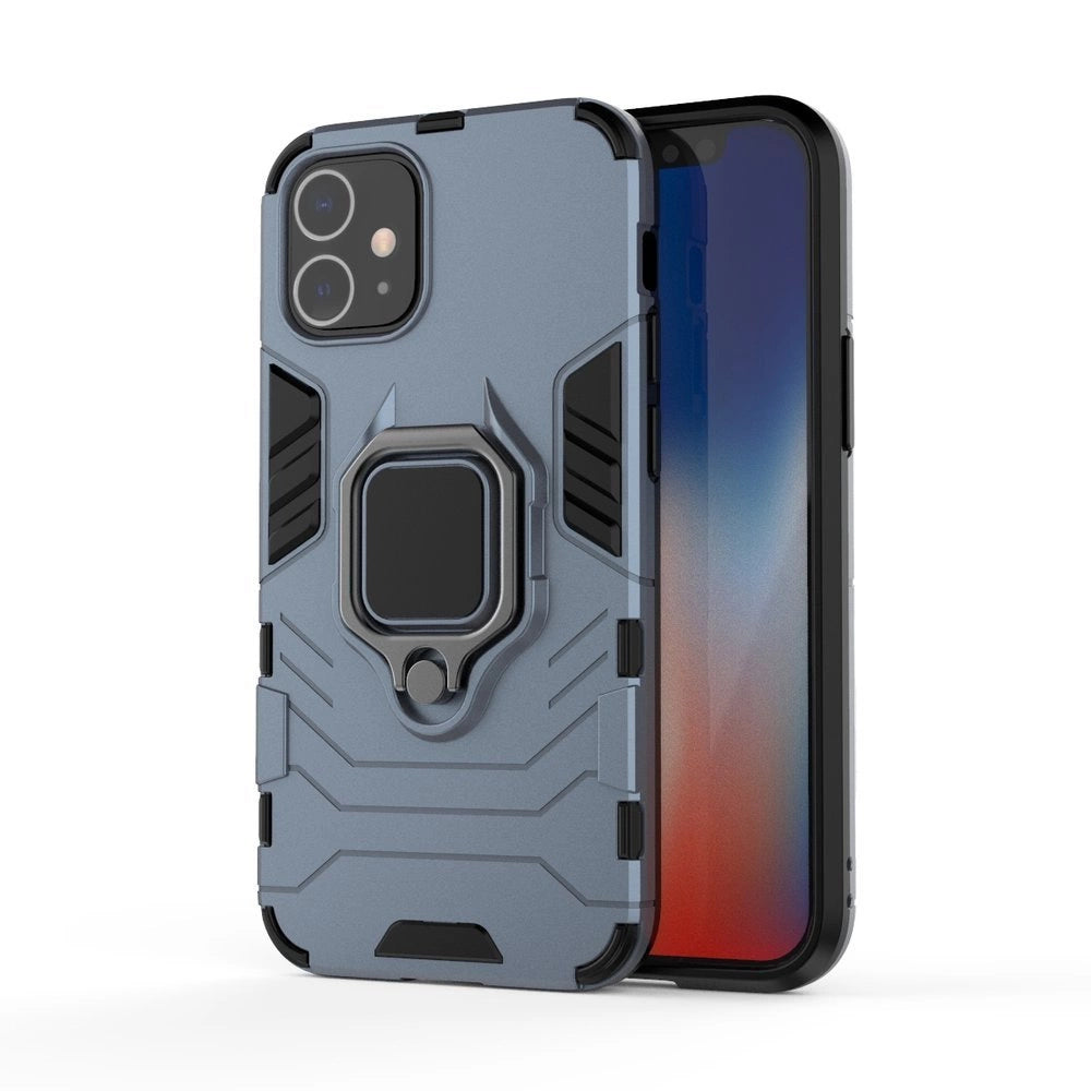 Ring Armor Case Kickstand Tough Rugged Cover til iPhone 12 mini blå