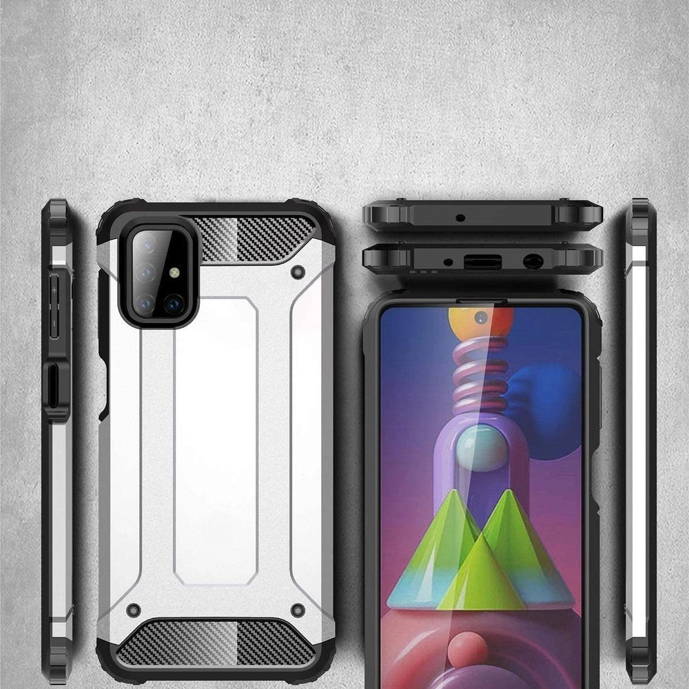 Hybrid Armor Case Tough Rugged Cover til Samsung Galaxy M51 blå