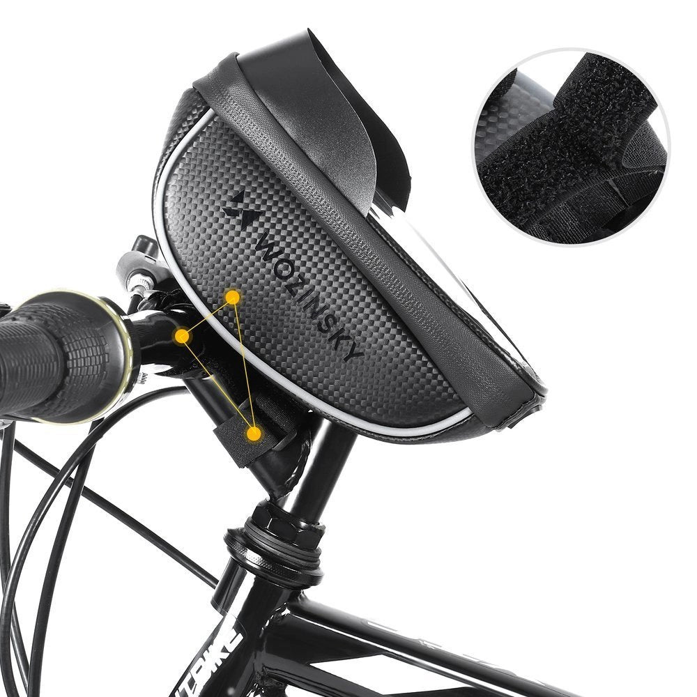 Wozinsky cykelstangspose med telefonfoder 1l sort (WBB16BK)