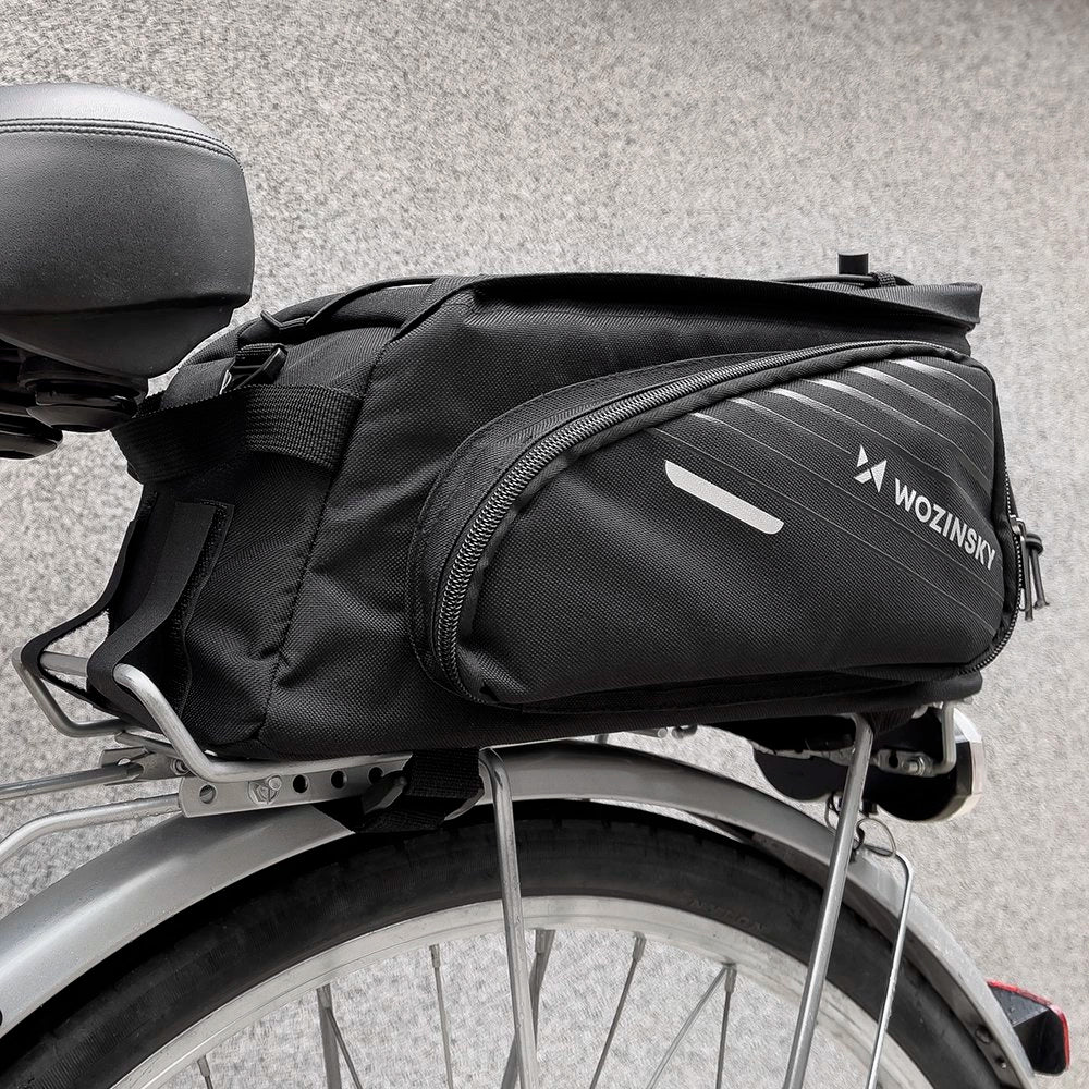 Wozinsky cykeltaske med 9l skulderrem (regn dække inkluderet) sort (WBB22BK)