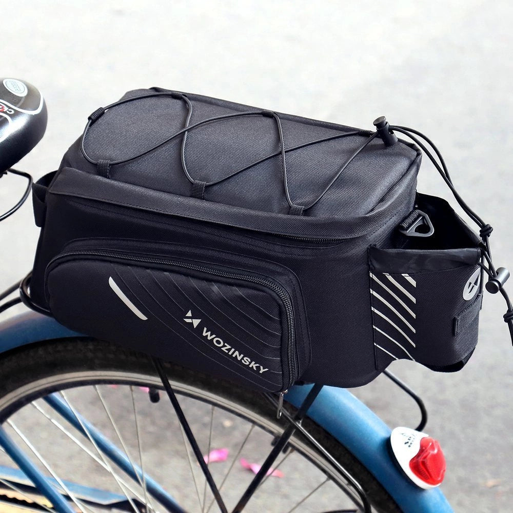 Wozinsky cykeltaske med 9l skulderrem (regn dække inkluderet) sort (WBB22BK)