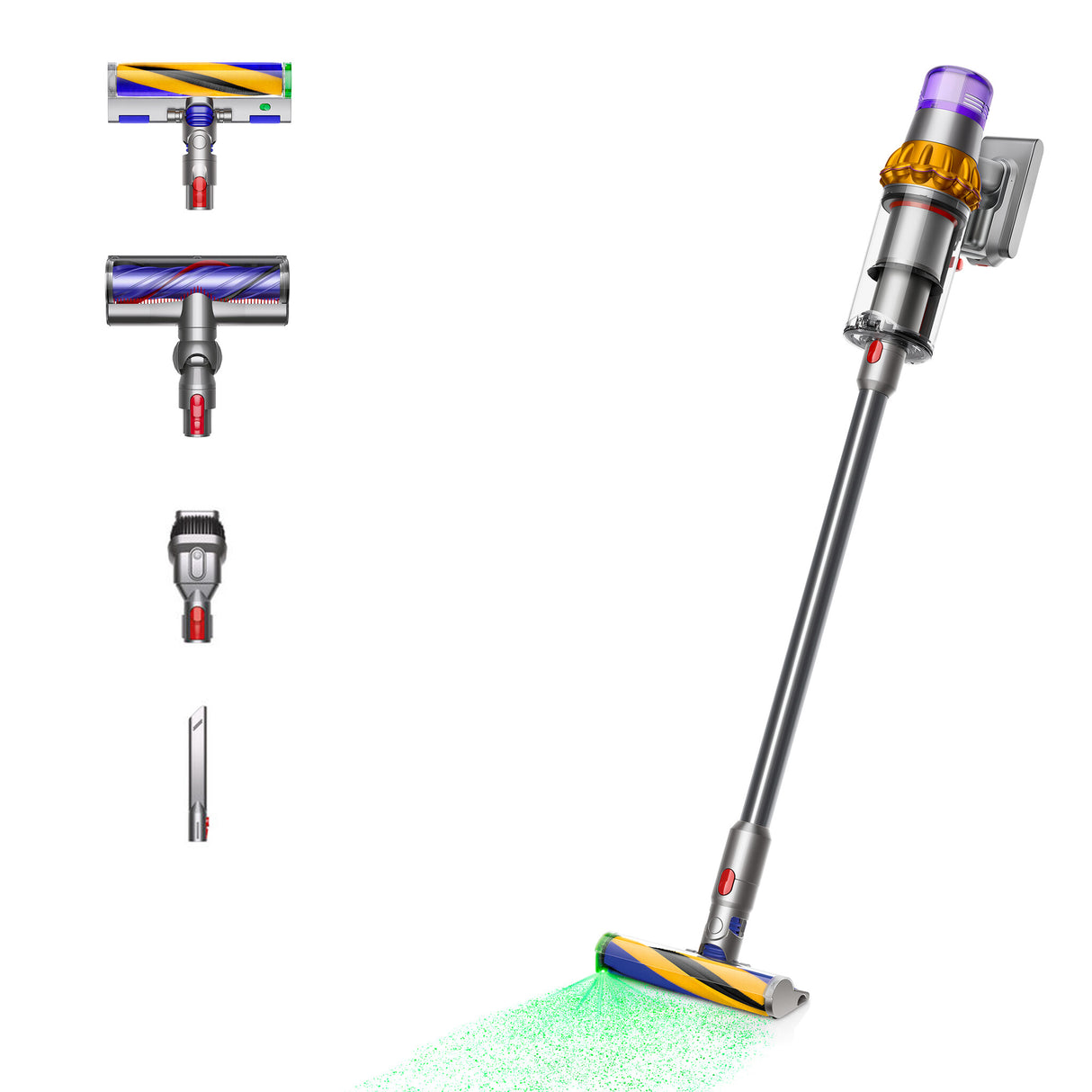 Dyson V15 Detect Absolute 2-i-1 stangstøvsuger Batteri Dry Poseløs 0,76 L 660 W Nikkel, Gul