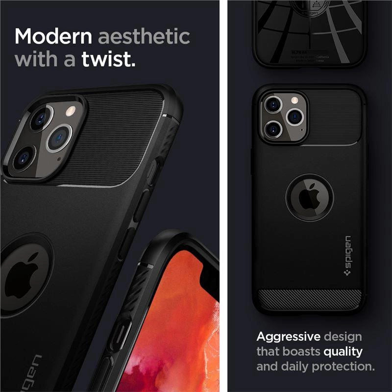 Spigen Rugged Armor Case til iPhone 12 / iPhone 12 Pro - Matte Black