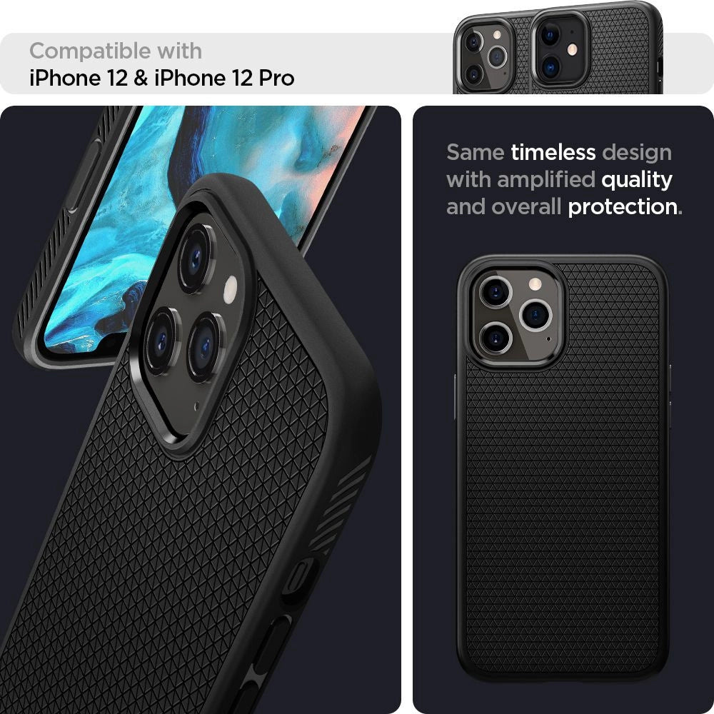 Spigen Liquid Air Case til iPhone 12 / iPhone 12 Pro - Matte sort