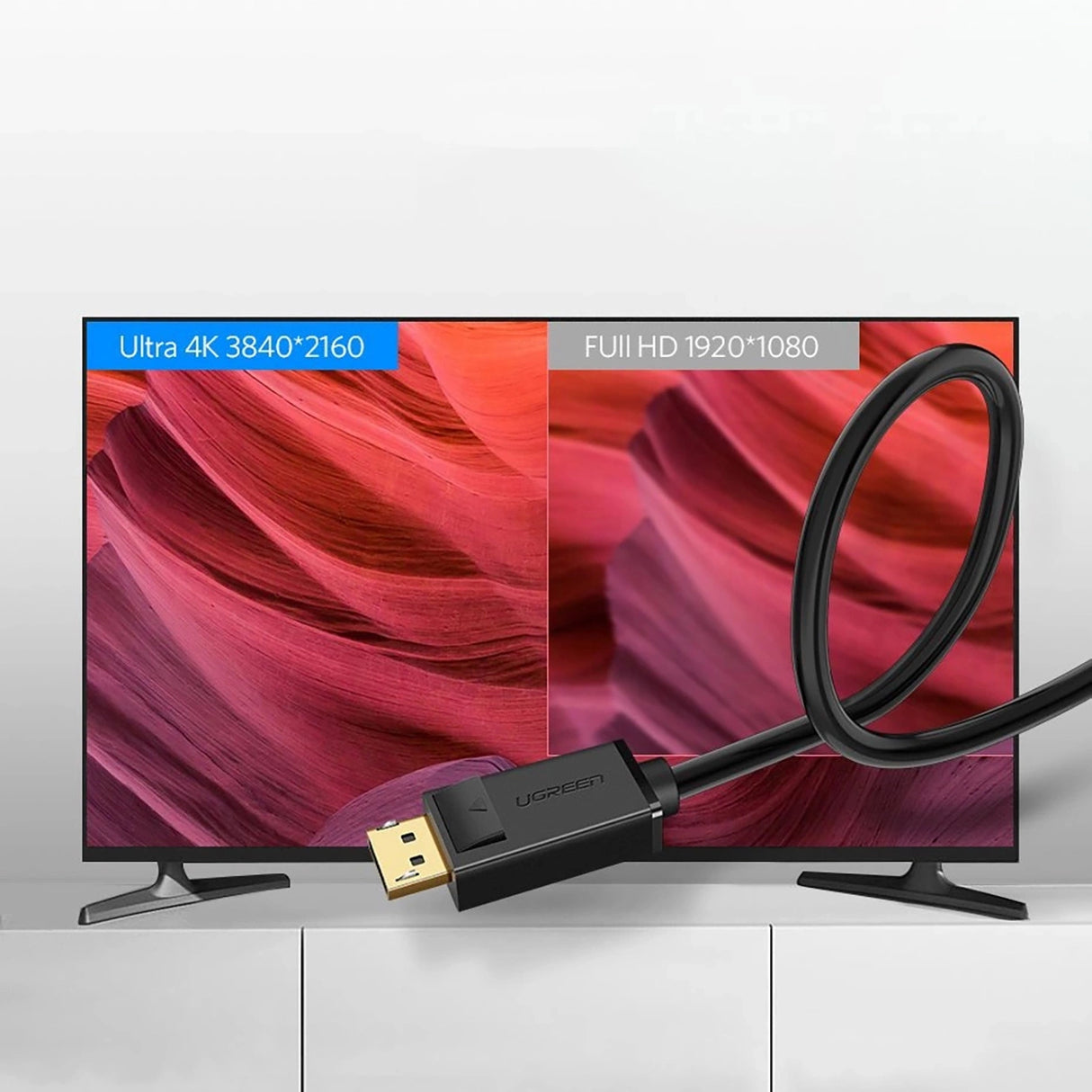 Ugreen DP102 10211 DisplayPort 1.2 4K / DisplayPort 1.2 4K Kabel 2 m - sort