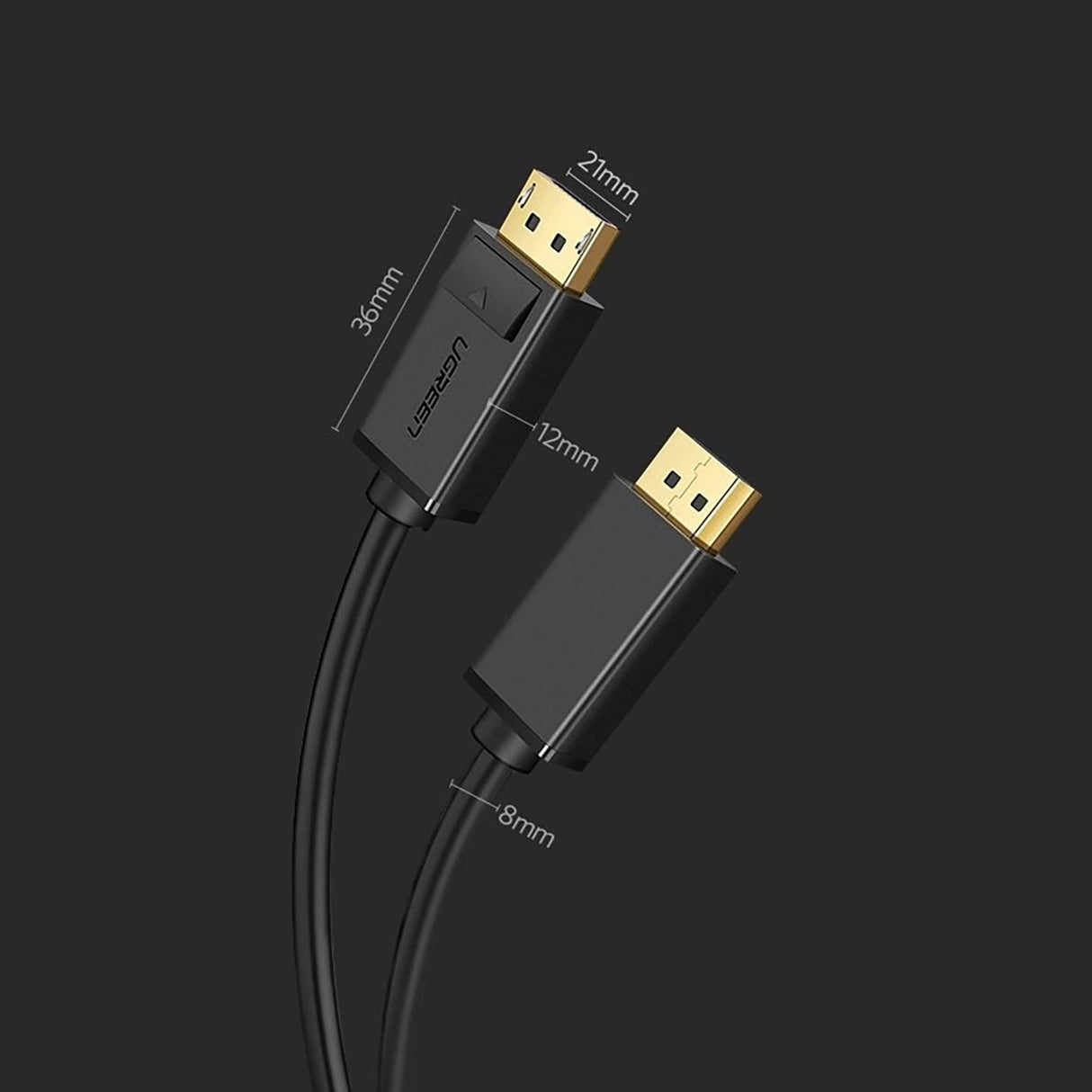 Ugreen DP102 10211 DisplayPort 1.2 4K / DisplayPort 1.2 4K Kabel 2 m - sort
