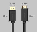 Ugreen unidirectional DisplayPort til HDMI Kabel 4K 30Hz 32 AWG 1.5m sort (DP101 10239)