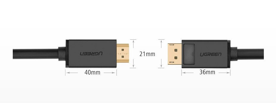 Ugreen unidirectional DisplayPort til HDMI Kabel 4K 30Hz 32 AWG 1.5m sort (DP101 10239)