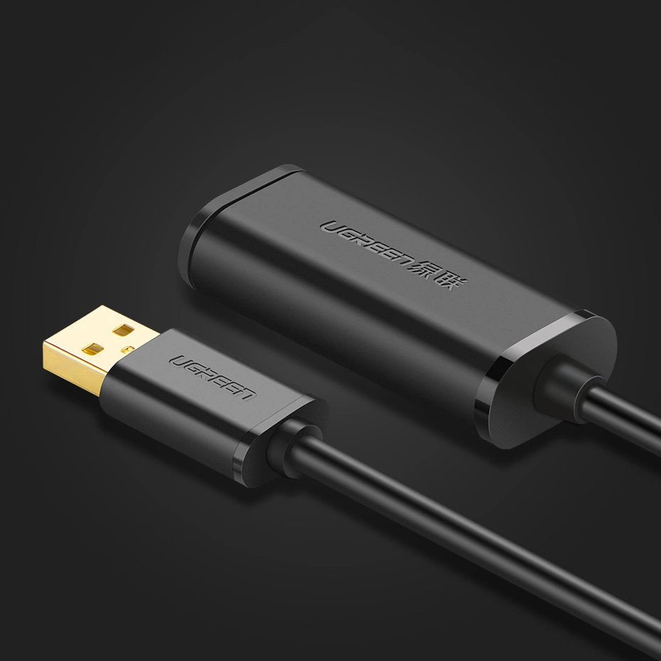 Ugreen aktiv kabel USB 2.0 forlængelseskabel 480 Mbps 5 m sort (US121 10319)