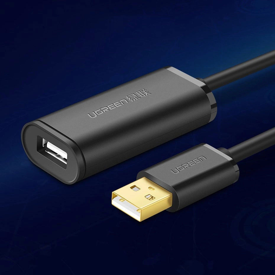 Ugreen aktiv kabel USB 2.0 forlængelseskabel 480 Mbps 5 m sort (US121 10319)
