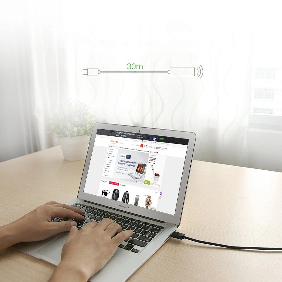Ugreen aktiv kabel USB 2.0 forlængelseskabel 480 Mbps 5 m sort (US121 10319)