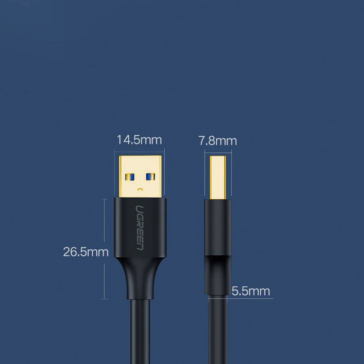 Ugreen US128 10371 USB-A 3.0 / USB-A 3.0 5Gb/s kabel 2m - sort