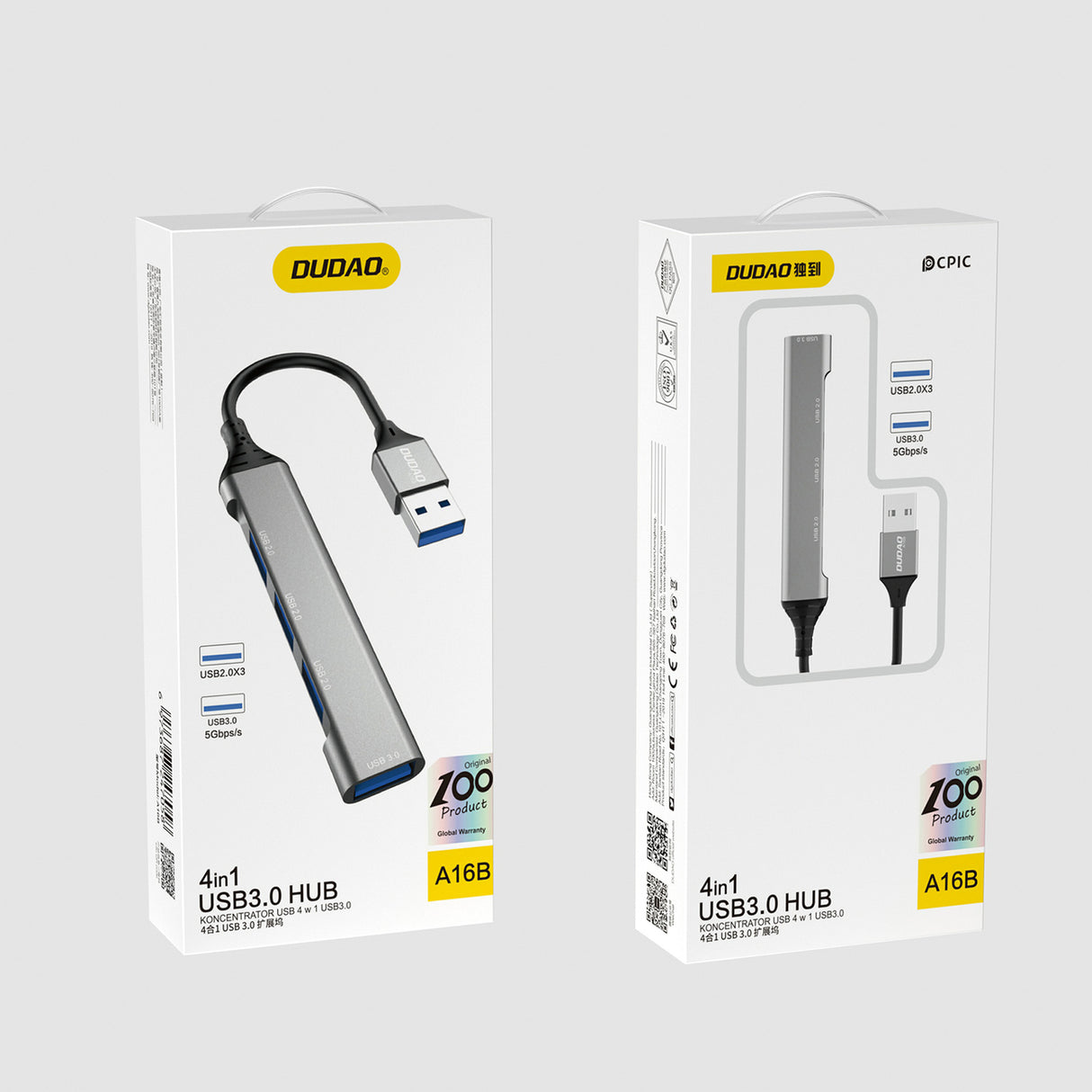 Dudao HUB 4 i 1 USB-C til USB-A (A16T)