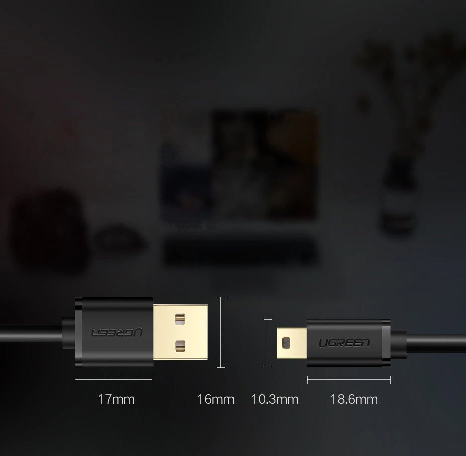 Grøn USB-kabel - mini USB-kabel 480 Mbps 3 m sort (US132 10386)