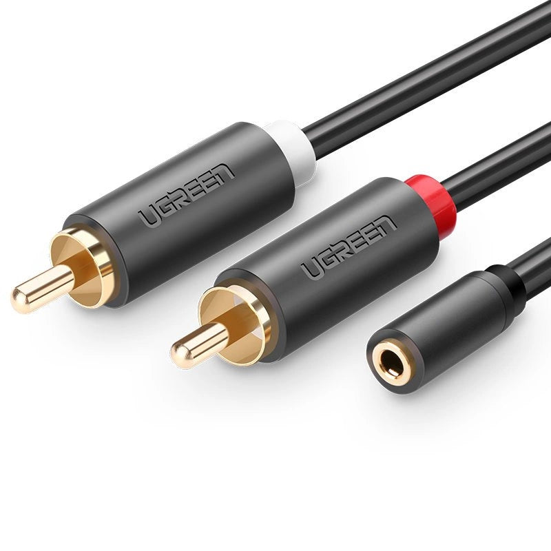 Ugreen AV102 10561 audio mini jack kabel 3,5 mm (kvinde) - 2RCA (mand) 0,25 m - grå