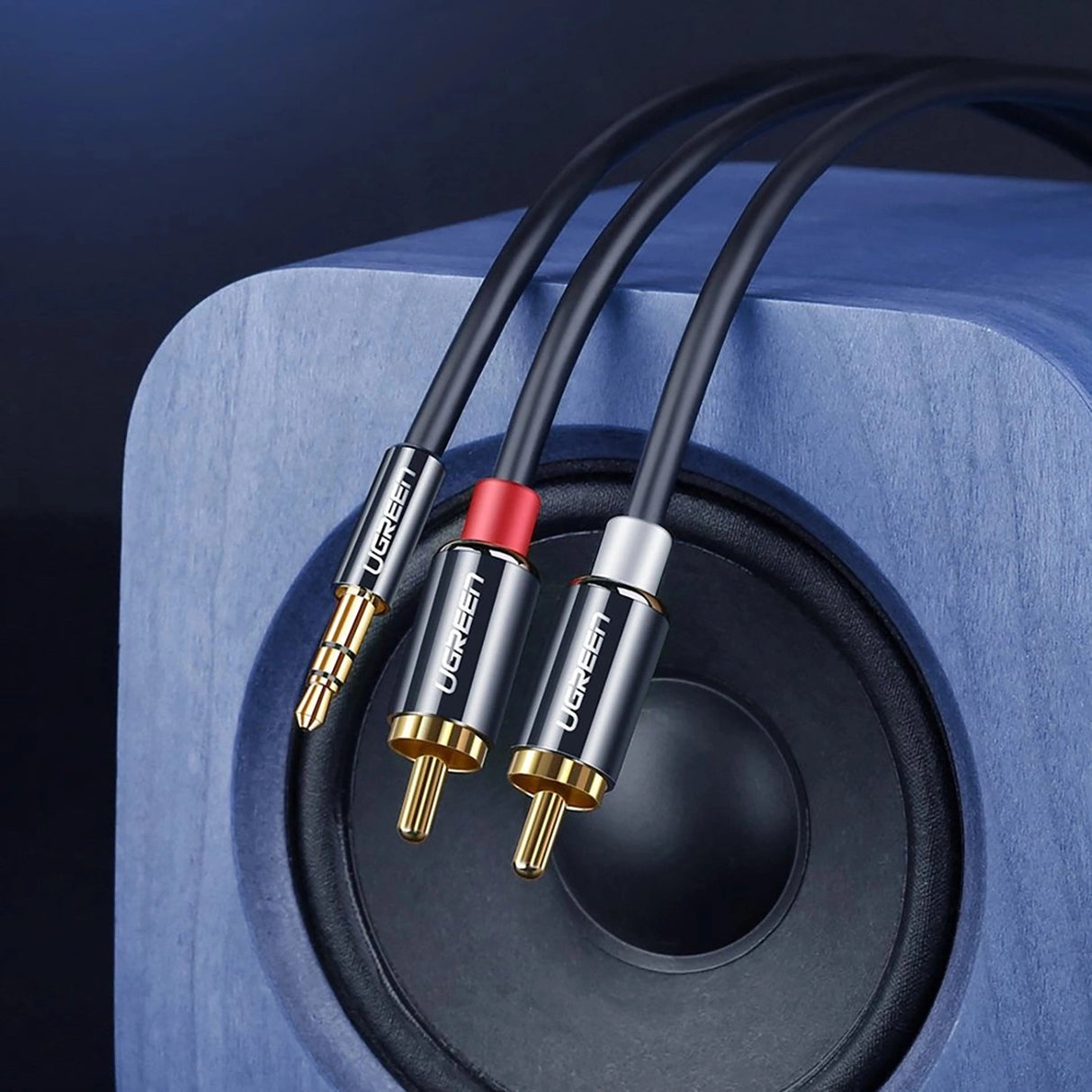Ugreen AV116 10584 audio mini jack kabel 3,5 mm (mand) / 2RCA (mand) 2m - sort