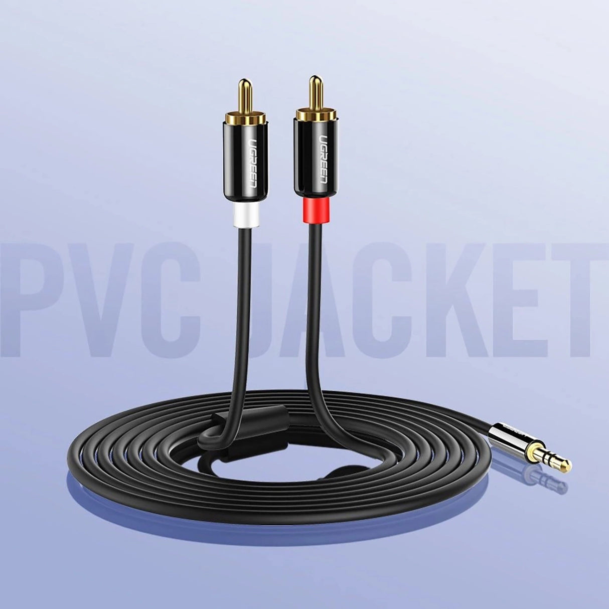 Ugreen AV116 10584 audio mini jack kabel 3,5 mm (mand) / 2RCA (mand) 2m - sort