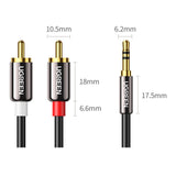Ugreen AV116 10584 audio mini jack kabel 3,5 mm (mand) / 2RCA (mand) 2m - sort