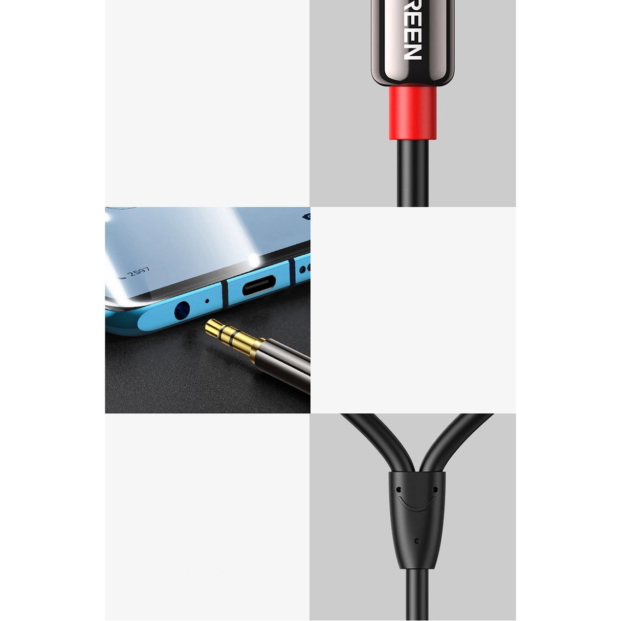 Ugreen AV116 10584 audio mini jack kabel 3,5 mm (mand) / 2RCA (mand) 2m - sort