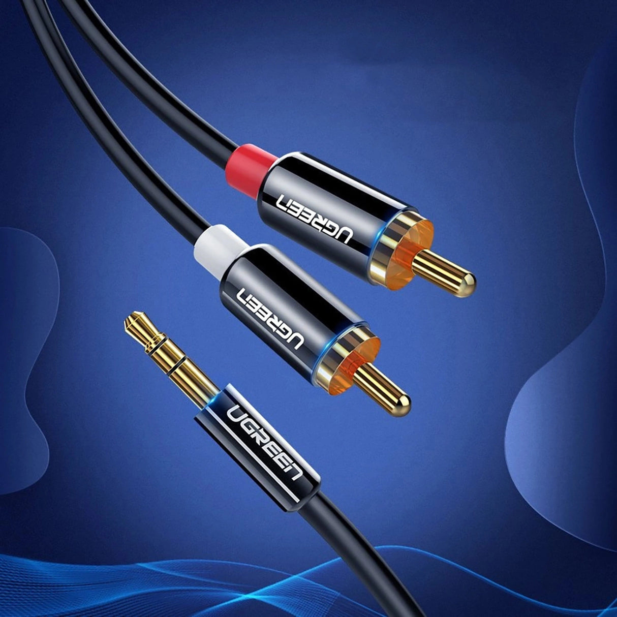 Ugreen AV116 10584 audio mini jack kabel 3,5 mm (mand) / 2RCA (mand) 2m - sort