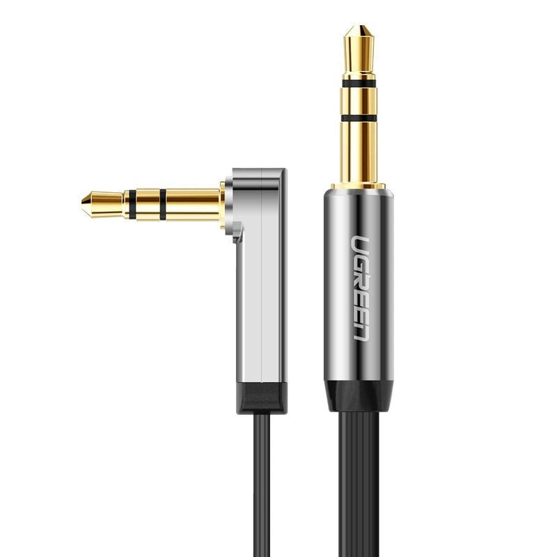 Grøn fladvinklet kabel AUX lydkabel 3,5 mm mini jack 0,5 m sort (AV119 10596)